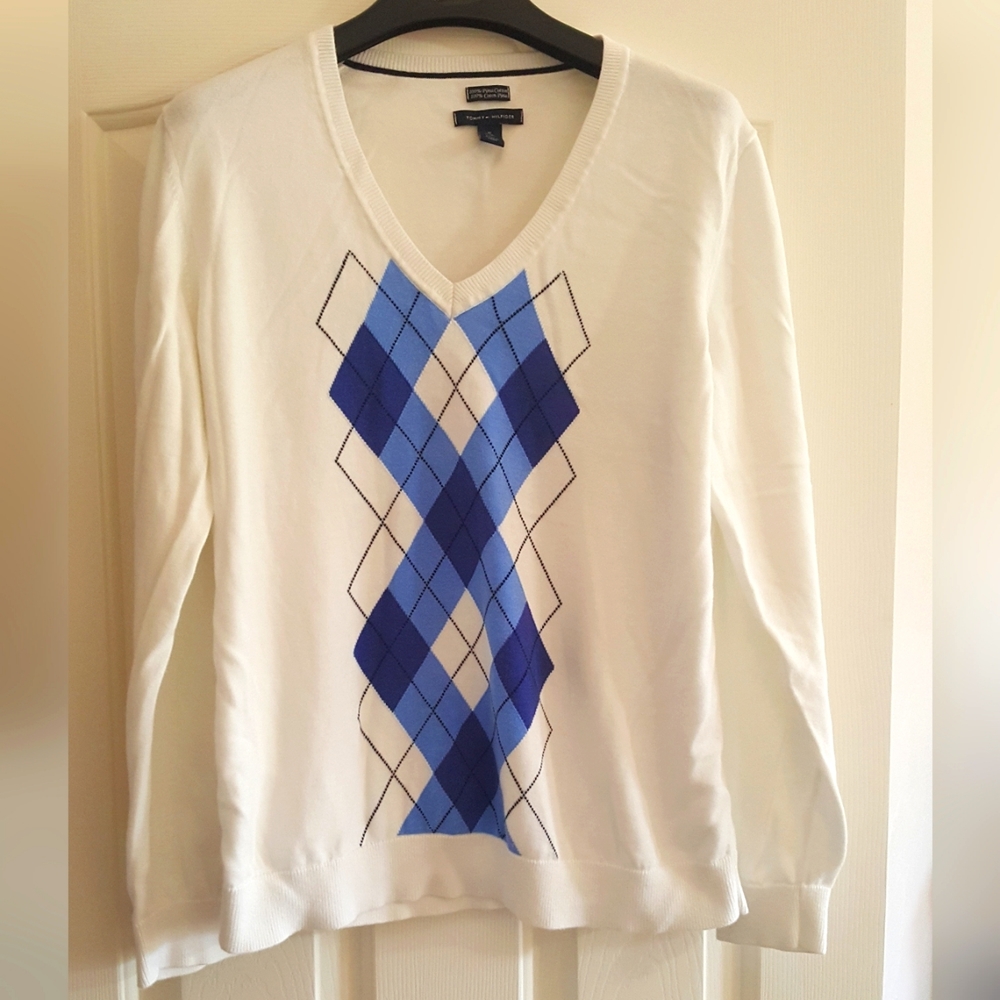 Tommy Hilfiger Argyle V-Neck Sweater Argyle Pattern